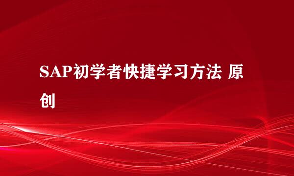 SAP初学者快捷学习方法 原创