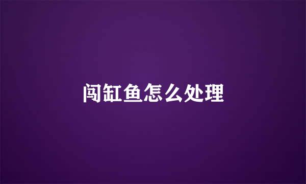 闯缸鱼怎么处理
