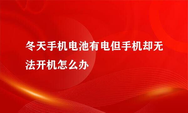冬天手机电池有电但手机却无法开机怎么办