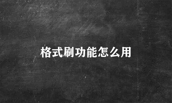 格式刷功能怎么用
