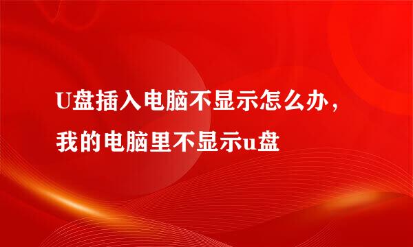 U盘插入电脑不显示怎么办，我的电脑里不显示u盘