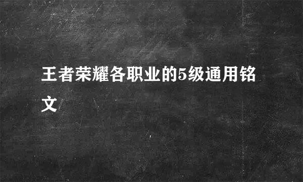 王者荣耀各职业的5级通用铭文