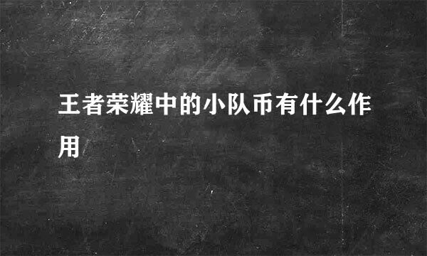 王者荣耀中的小队币有什么作用