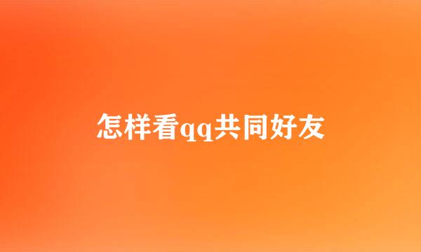 怎样看qq共同好友