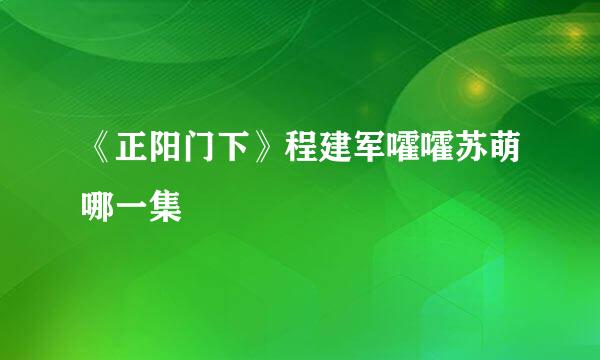 《正阳门下》程建军嚯嚯苏萌哪一集