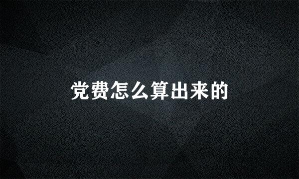 党费怎么算出来的