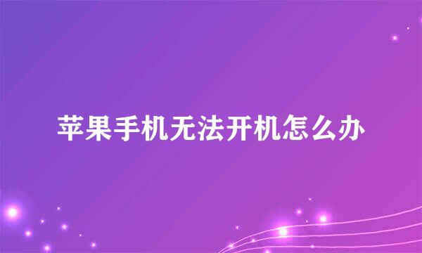 苹果手机无法开机怎么办