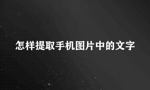 怎样提取手机图片中的文字