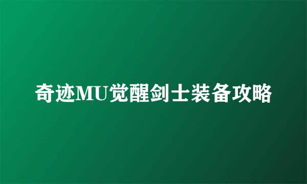 奇迹MU觉醒剑士装备攻略