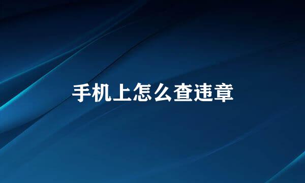 手机上怎么查违章