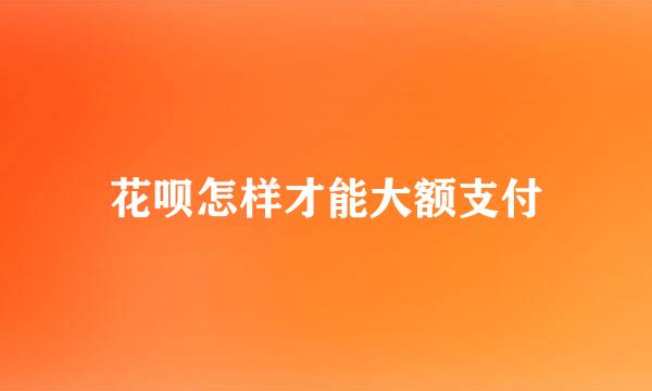 花呗怎样才能大额支付