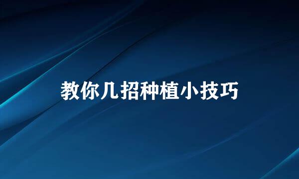 教你几招种植小技巧