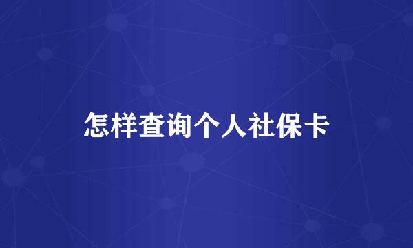 怎样查询个人社保卡