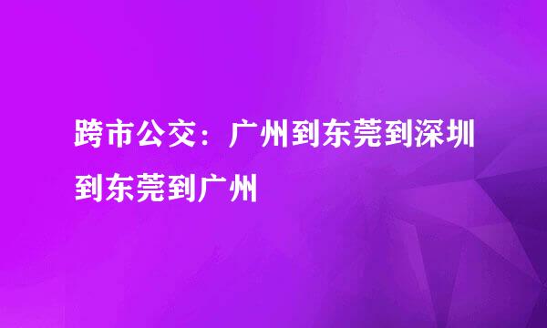 跨市公交：广州到东莞到深圳到东莞到广州