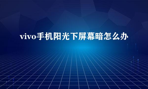 vivo手机阳光下屏幕暗怎么办