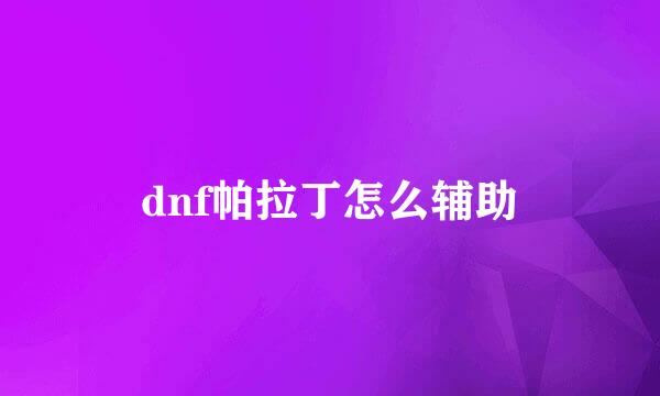 dnf帕拉丁怎么辅助