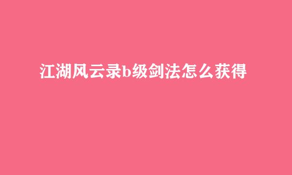 江湖风云录b级剑法怎么获得