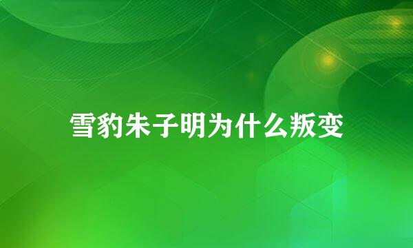 雪豹朱子明为什么叛变