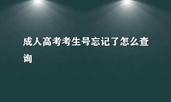 成人高考考生号忘记了怎么查询