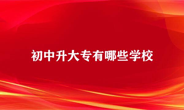 初中升大专有哪些学校