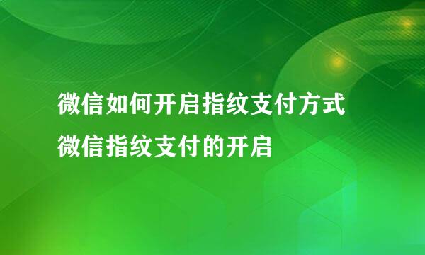 微信如何开启指纹支付方式 微信指纹支付的开启