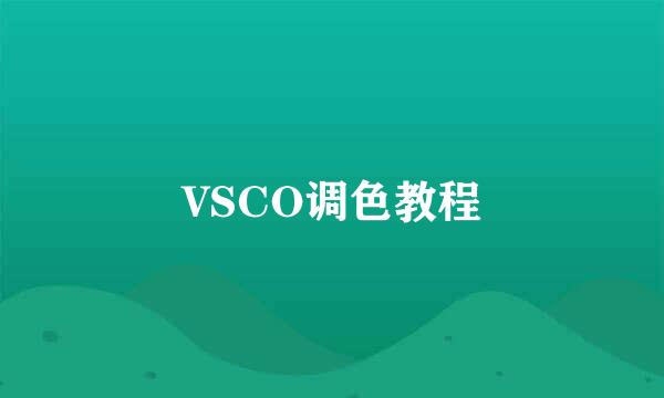 VSCO调色教程