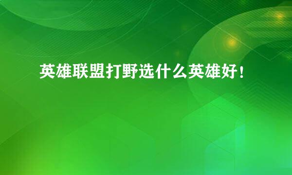英雄联盟打野选什么英雄好！