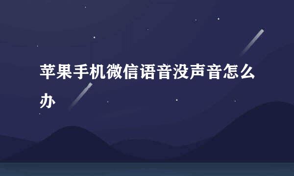 苹果手机微信语音没声音怎么办