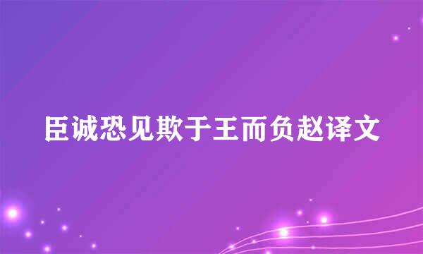 臣诚恐见欺于王而负赵译文