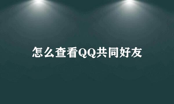怎么查看QQ共同好友