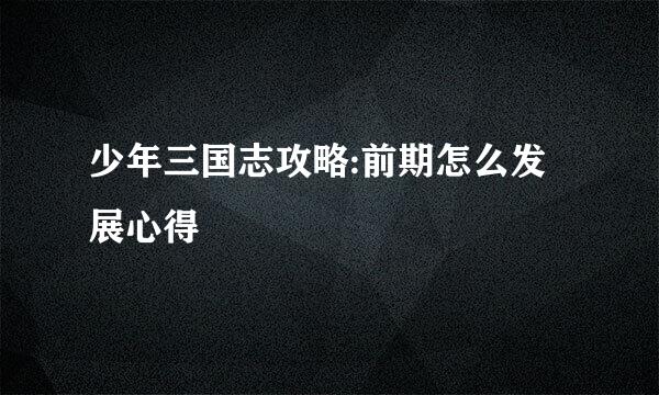 少年三国志攻略:前期怎么发展心得