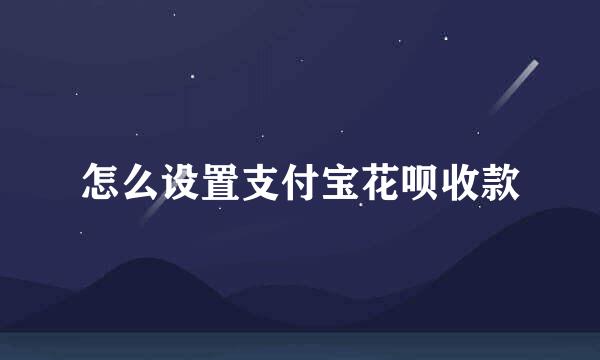 怎么设置支付宝花呗收款