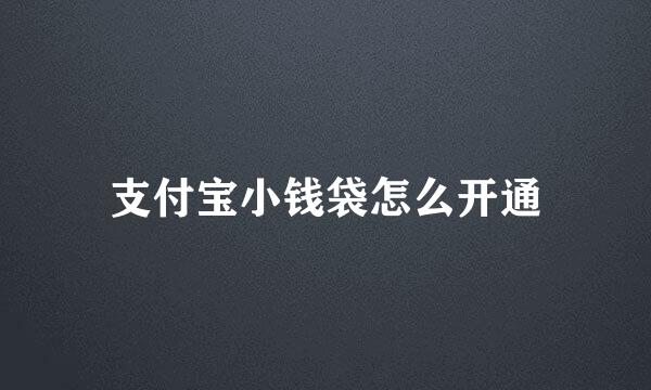 支付宝小钱袋怎么开通