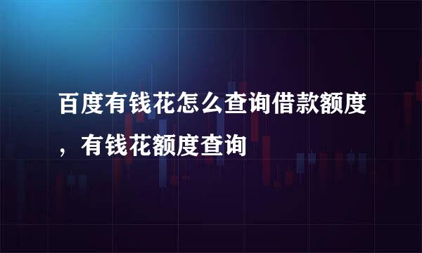 百度有钱花怎么查询借款额度，有钱花额度查询