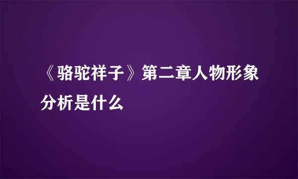 《骆驼祥子》第二章人物形象分析是什么