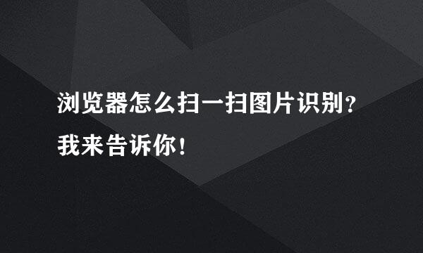浏览器怎么扫一扫图片识别？我来告诉你！