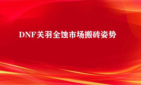 DNF关羽全蚀市场搬砖姿势