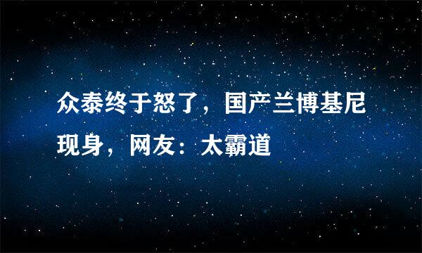 众泰终于怒了，国产兰博基尼现身，网友：太霸道