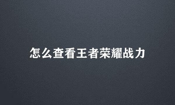 怎么查看王者荣耀战力