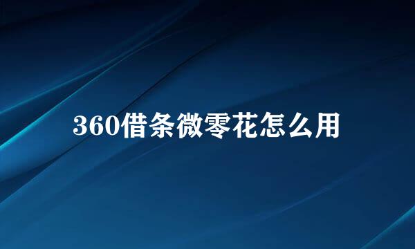 360借条微零花怎么用