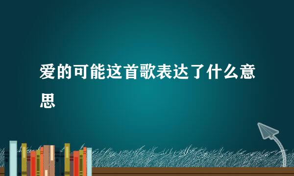 爱的可能这首歌表达了什么意思