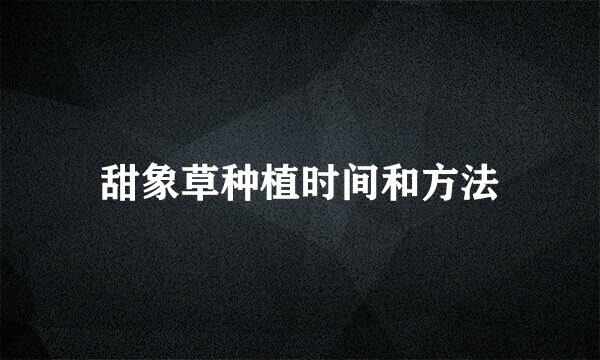 甜象草种植时间和方法