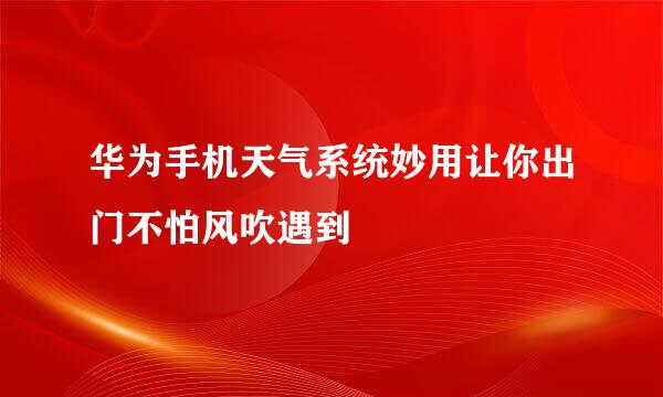 华为手机天气系统妙用让你出门不怕风吹遇到
