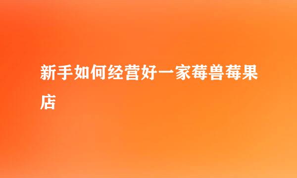 新手如何经营好一家莓兽莓果店