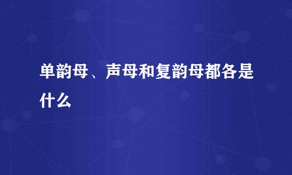 单韵母、声母和复韵母都各是什么
