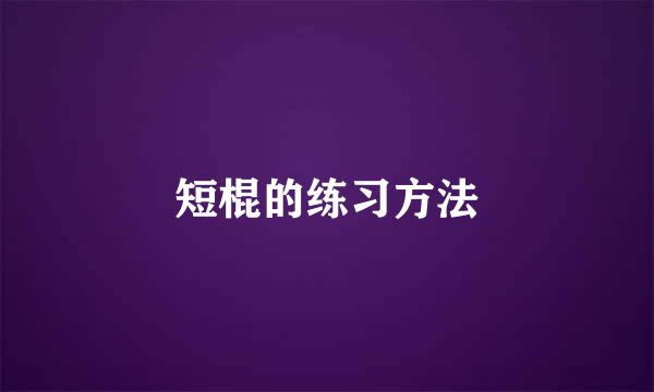 短棍的练习方法