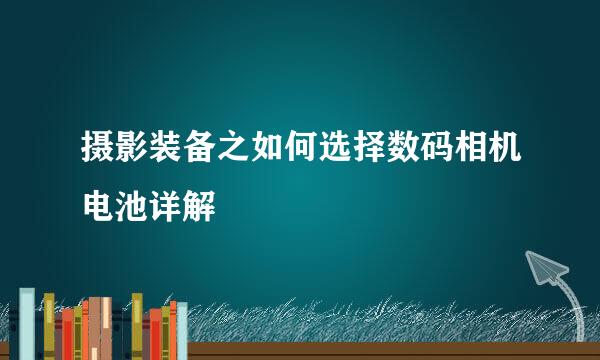 摄影装备之如何选择数码相机电池详解