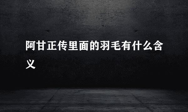 阿甘正传里面的羽毛有什么含义