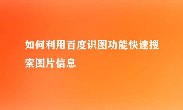 如何利用百度识图功能快速搜索图片信息