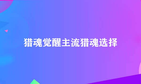 猎魂觉醒主流猎魂选择